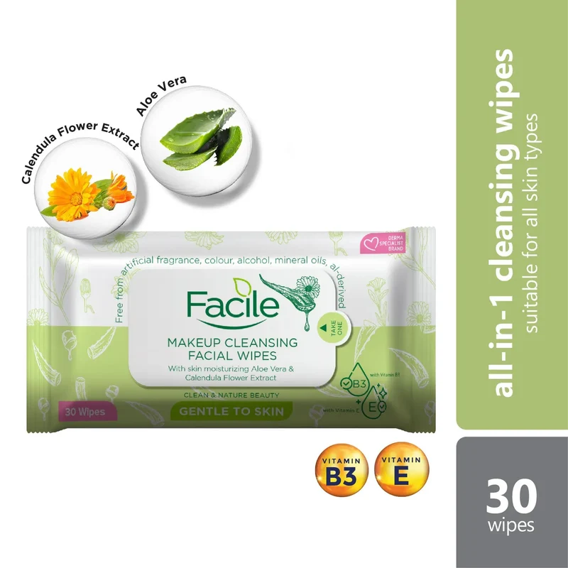 GSO Facile Makeup Cleansing Facial Wipes 30s | Remove Makeup, Suitable For All Skin Types