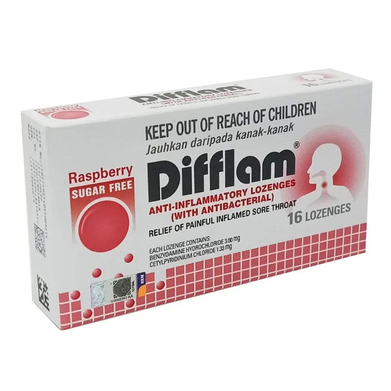 Difflam Raspberry Sugar Free 2x8s