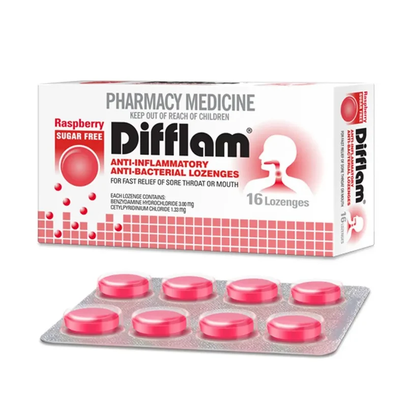 DIFFLAM RASPBERRY A/BACTERIAL LOZ S/FREE 8S