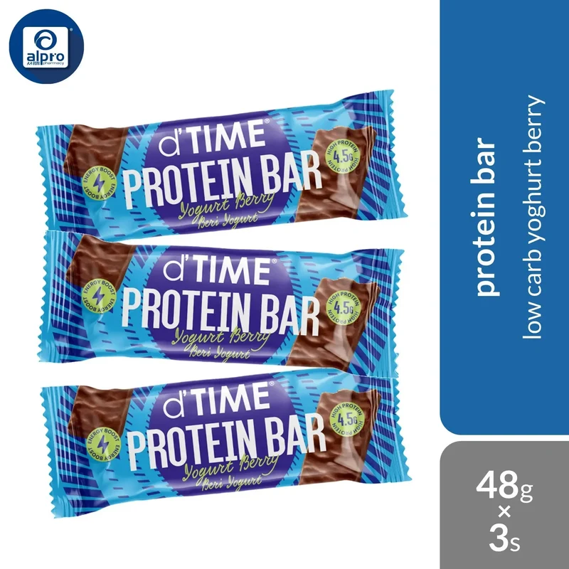 d'TIME Yogurt Berry Protein Bar 3s 48g | Low Carb Yoghurt Berry