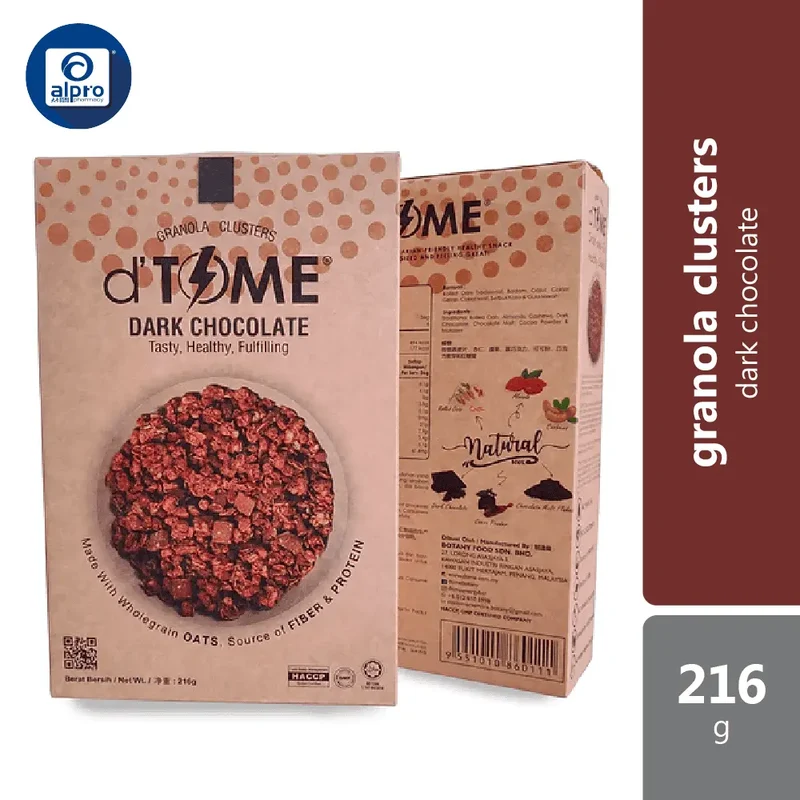 D'time Dark Chocolate Granola Clusters 216g | Healthy Snacks