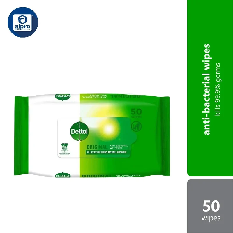 Dettol Antibacterial Wipes 50s | Hygiene Protection