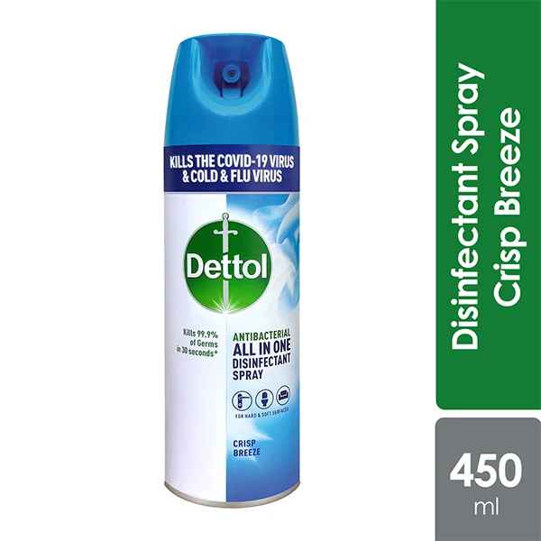 Dettol Disinfectant Spray (Crisp Breeze) 450ml | Kills 99.9% of Virus & Germs