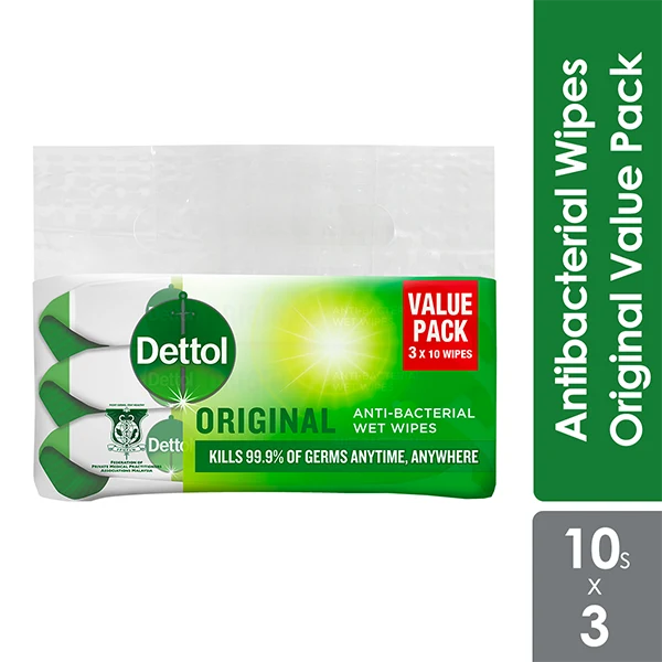 Dettol Anti-bacterial Wipes Value Pack 3x10s