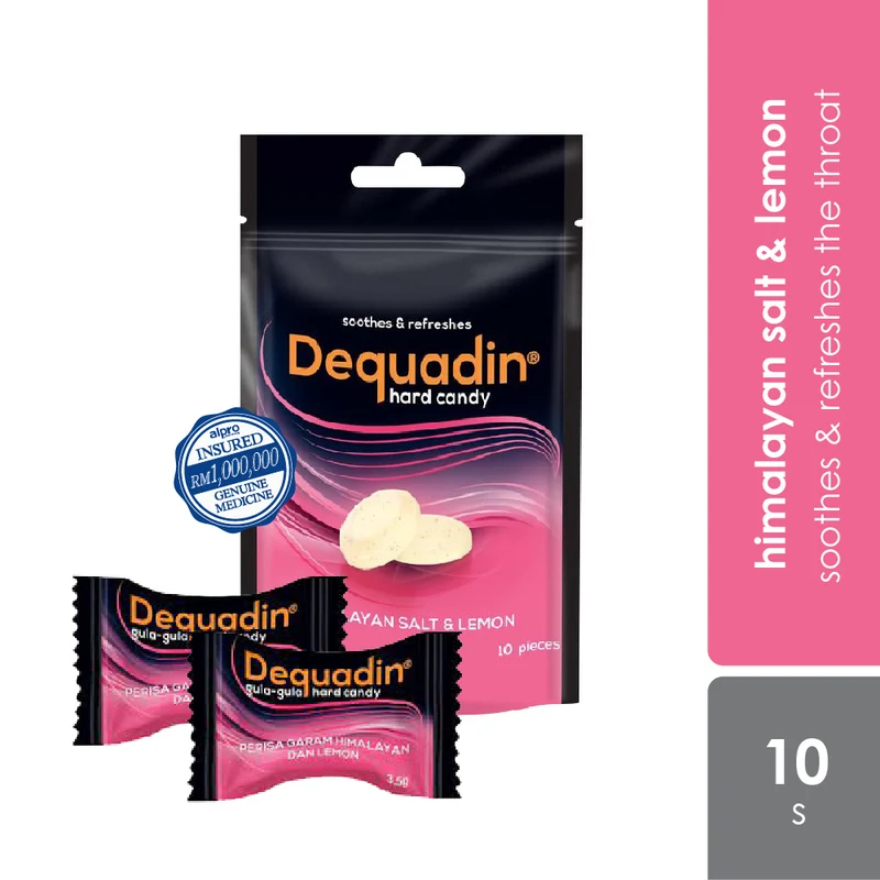 Dequadin Hard Candy Himalayan Salt & Lemon 35g | for Sore Throat