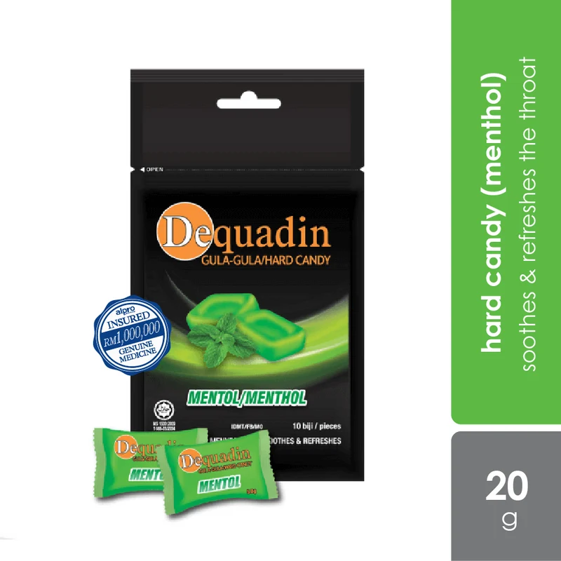 Dequadin Menthol Hard Candy 10s (zip) | for Sore Throat