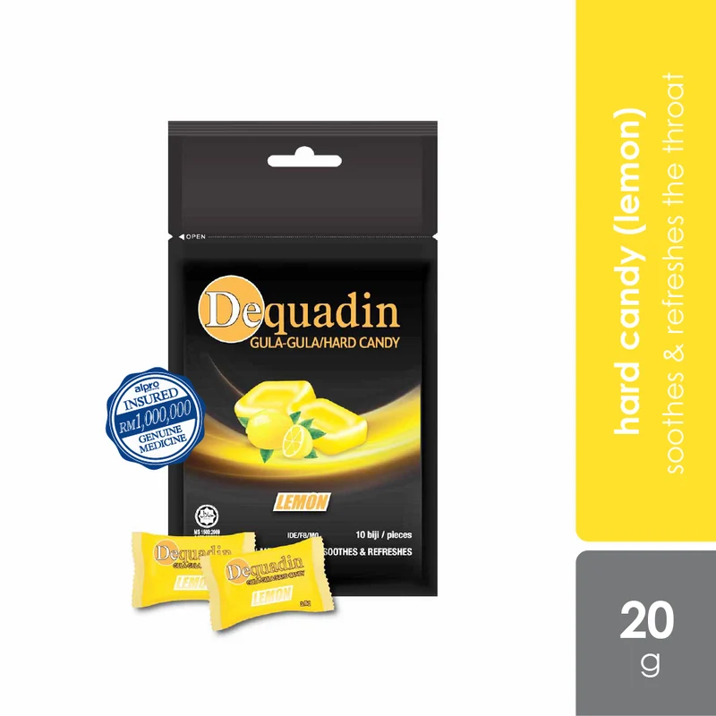 Dequadin Lemon Hard Candy 10s (zip) | for Sore Throat