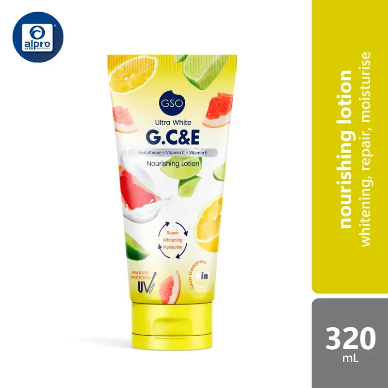 GSO Ultra White The G.C&E Vitamin UV Protection Lotion 320ml | with Glutathione, Vitamin C & E