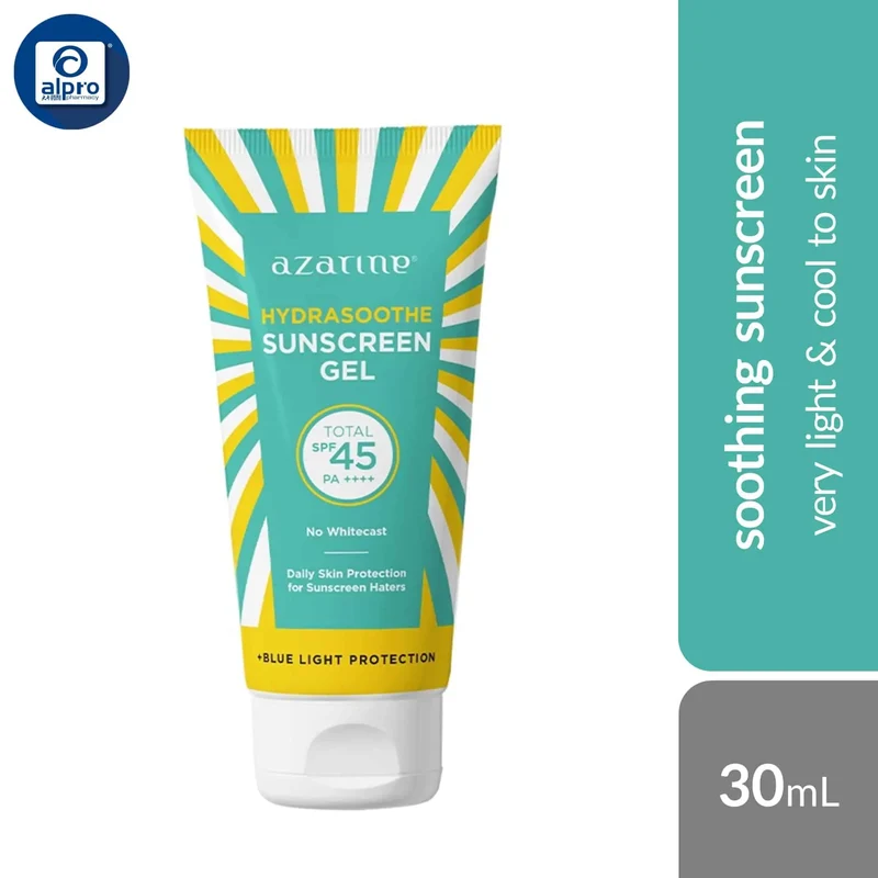 Azarine Hydrasoothe Sunscreen Gel SPF45 PA++++ 30mL | Very Light & Cool To Skin