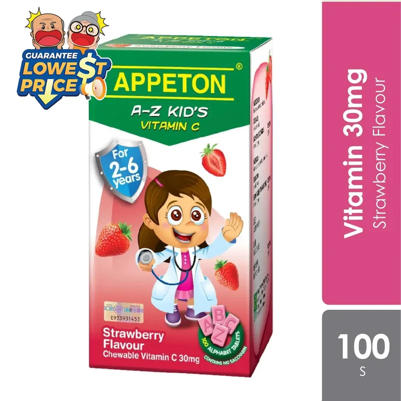 Appeton A-z Kids Vitamin C Strawberry 100s | For Children Age 2-6 Years Old