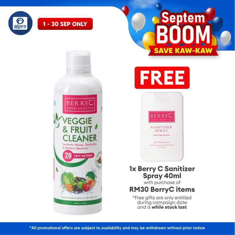 BerryC Veggie & Fruit Cleaner 500mL | Remove Synthetic Waxes & Pests