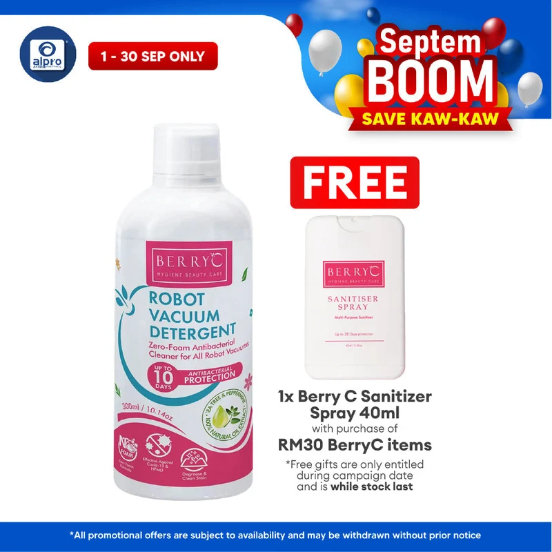 BerryC Robot Vacuum Detergent 300mL | Degrease & Zero Foam Formula