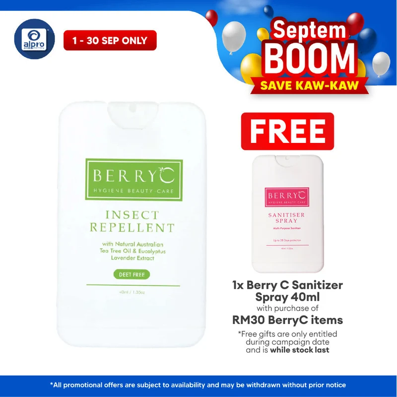 BerryC Insect Repellent Spray 40mL | Ultra Portable Insect Repellent