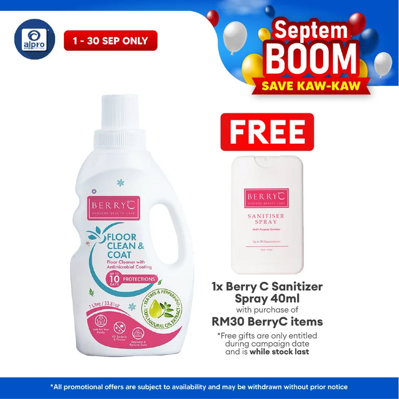 Berry C Sanitizer Floor Clean & Coat 1L | Kill Bacteria & Viruses