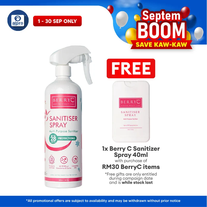 Berry C Sanitizer Spray 500ml | Non-Alcohol Sanitizer