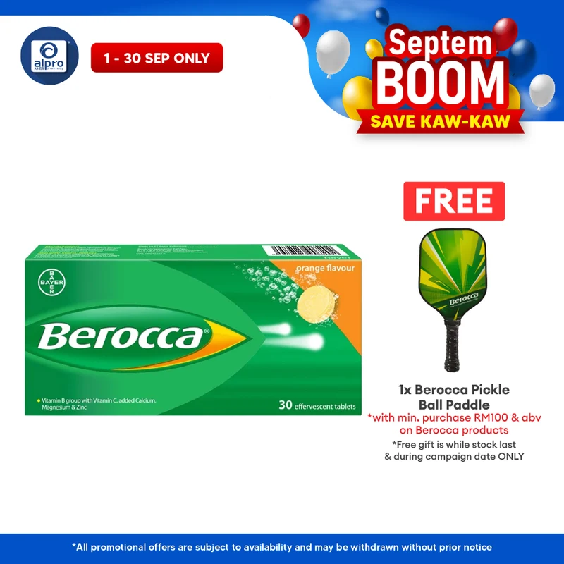Berocca Effervescent Vitamin C Orange 30s | Helps Reduce Tiredness and Fatigue