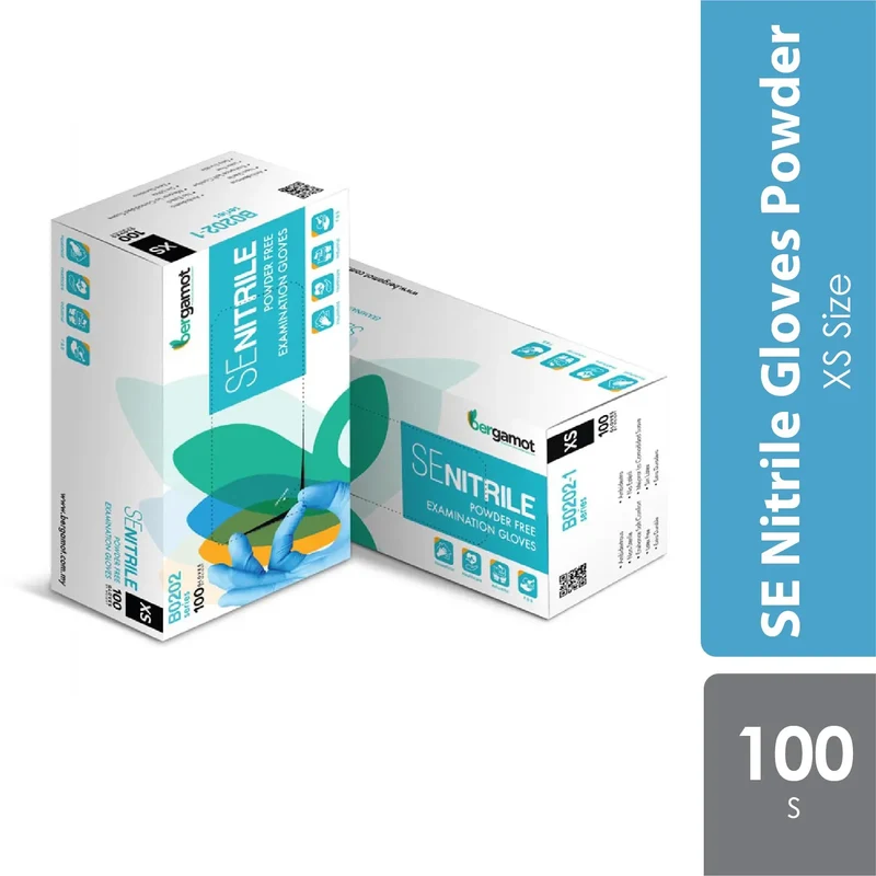Bergamot Se Nitrile Gloves (powder Free) Xs 100s