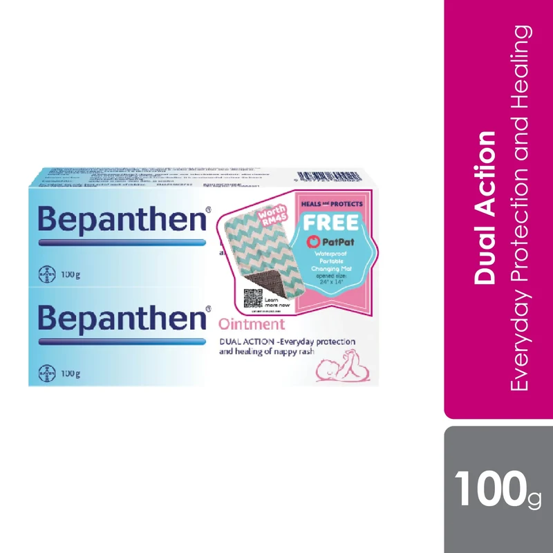 Bepanthen Ointment Nappy Rash (100g) 2s + FREE Changing Mat