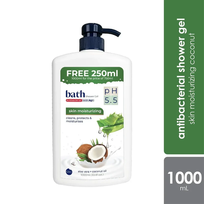 GSO Bath Skin Moisturizing Antibacterial Coconut Shower Gel 1000ml | Hydrates and Lifts the Skin
