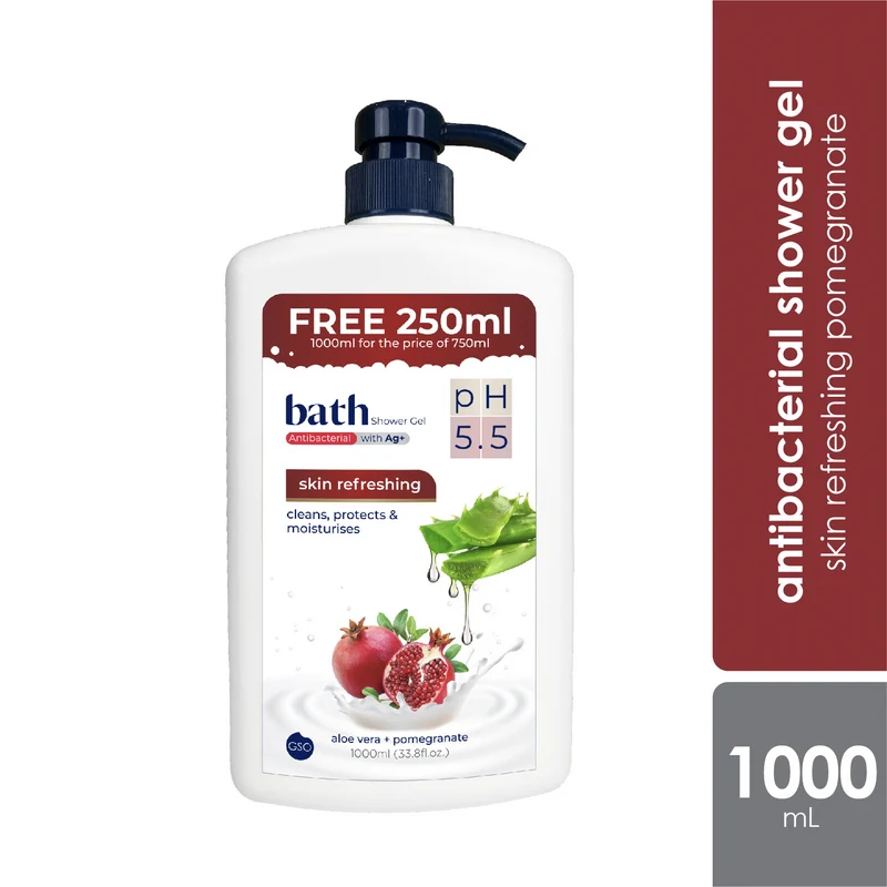 GSO Bath Skin Refreshing Antibacterial Pomegranate Shower Gel 1000ml | Supports the Skin Protective Barries