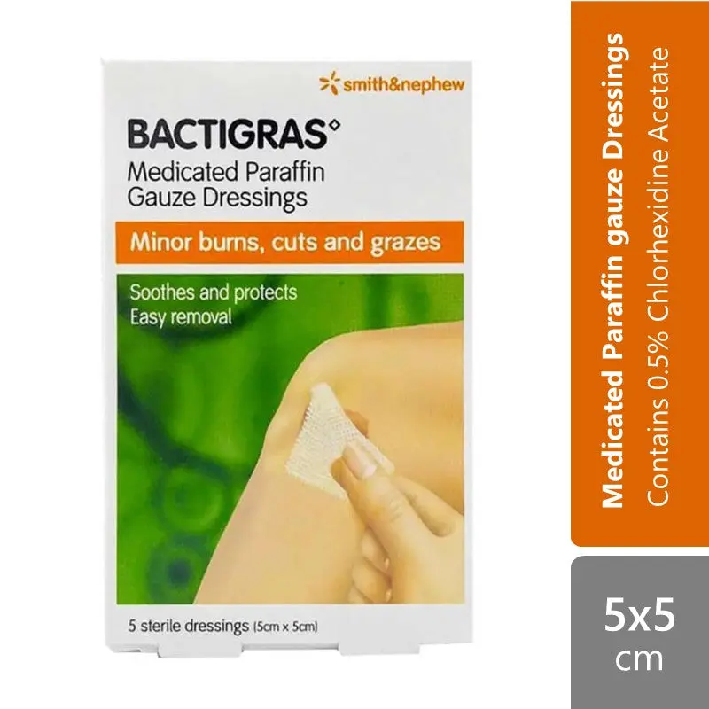 Bactigras 5cm X 5cm 5s + 1s (Promo) | Contains 0.5% Chlorhexidine Acetate