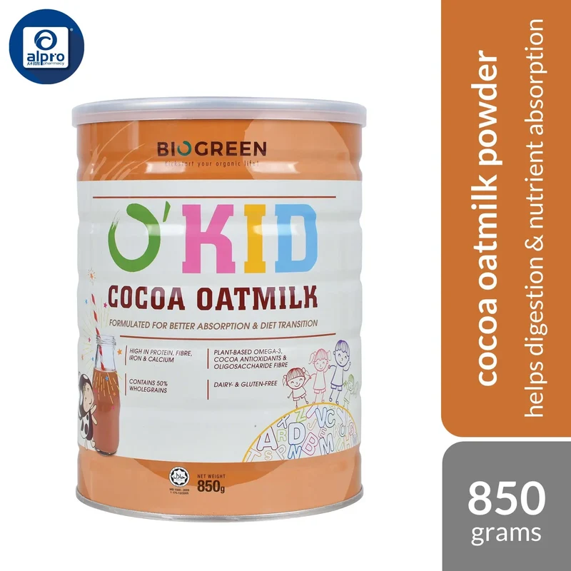 Biogreen O'Kid Cocoa Oatmilk 850g | Helps Digestion & Nutrient Absorption