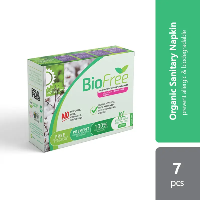 Biofree Organic Cotton Disposable Pad Day Use Xl 280mm
