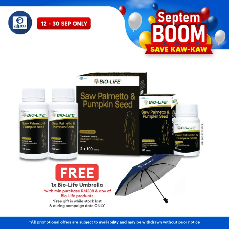 Bio-life Saw Palmetto & Pumpkin Seed 2x100s Plus 30s | Men's Health