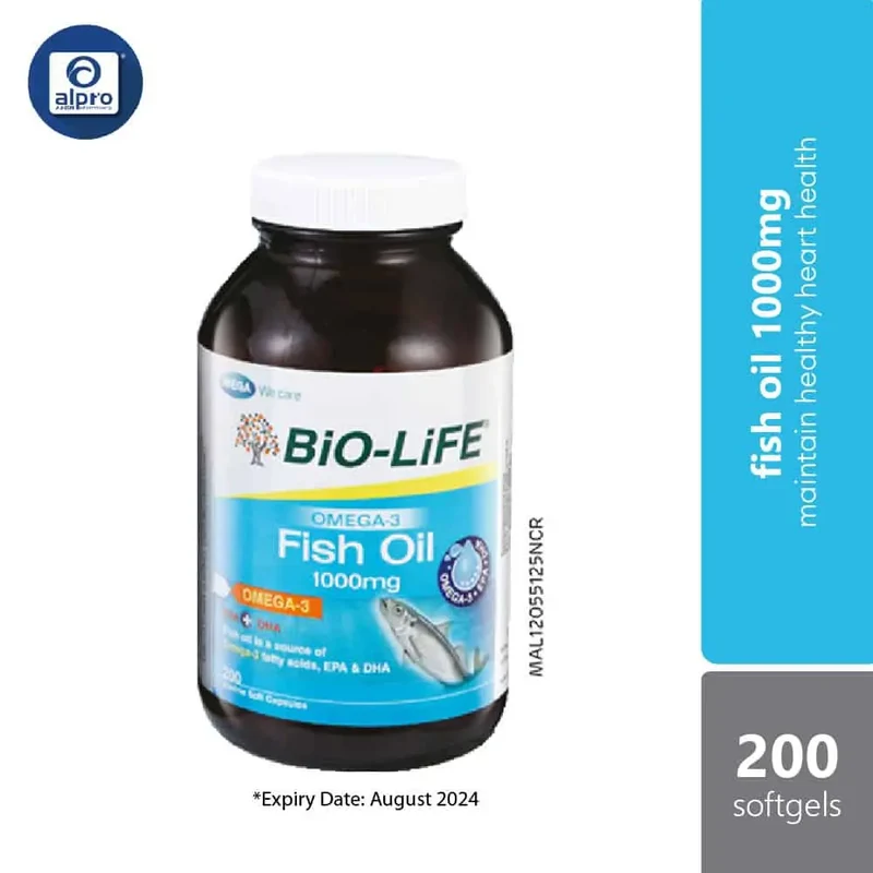 Bio-Life Omega 3 Fish Oil 1000mg 200s | Maintain Heart Health [Expiry 08/24]
