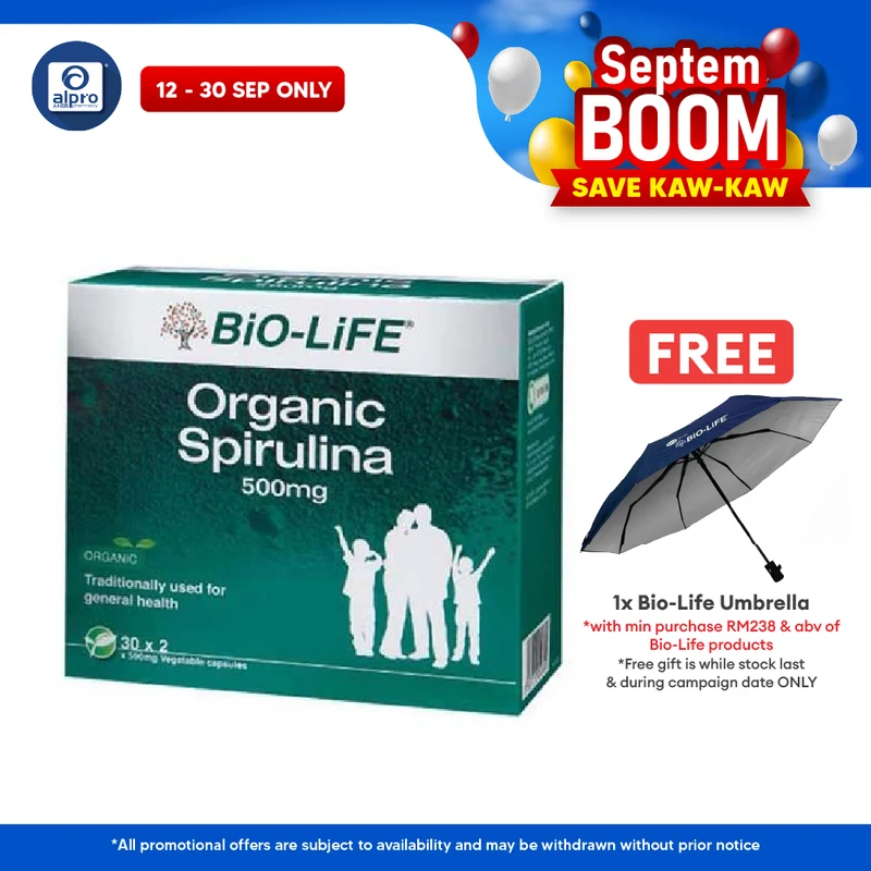 Bio-life Organic Spirulina 500mg 2x30s | High Antioxidant