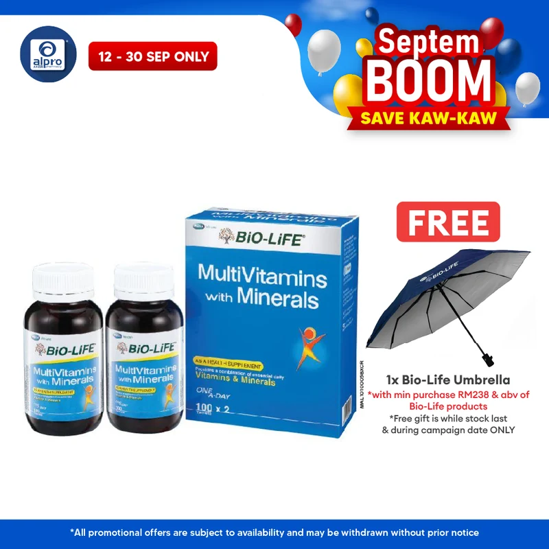 BiO-LiFE Multivitamins + Minerals 2x100s | Develops Strong Bones and Teeth