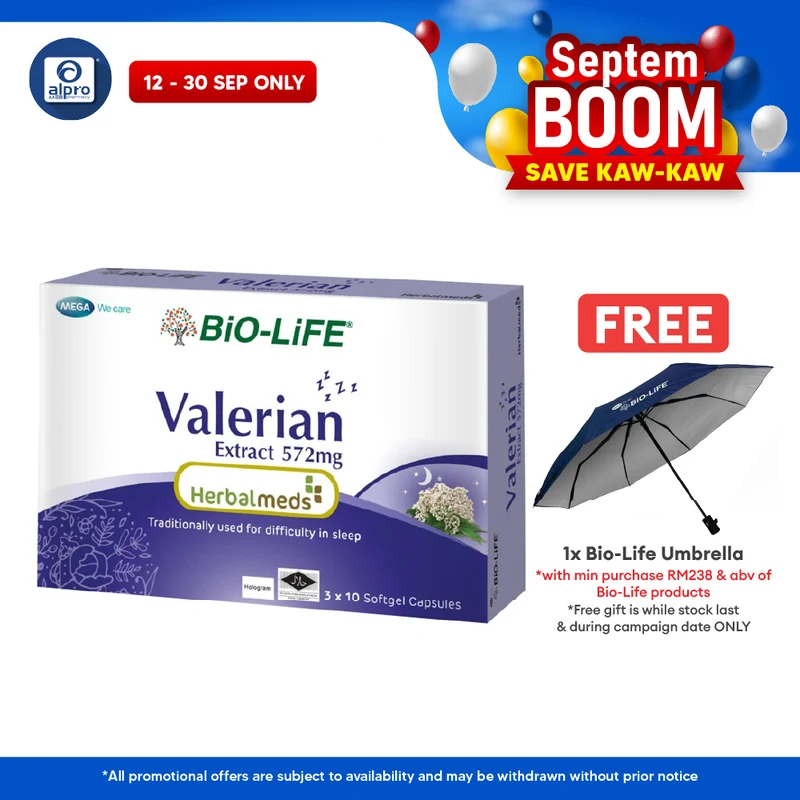 Bio-Life Herbalmeds Valerian Extract 572mg 30s | Promote Good and Restorative Sleep