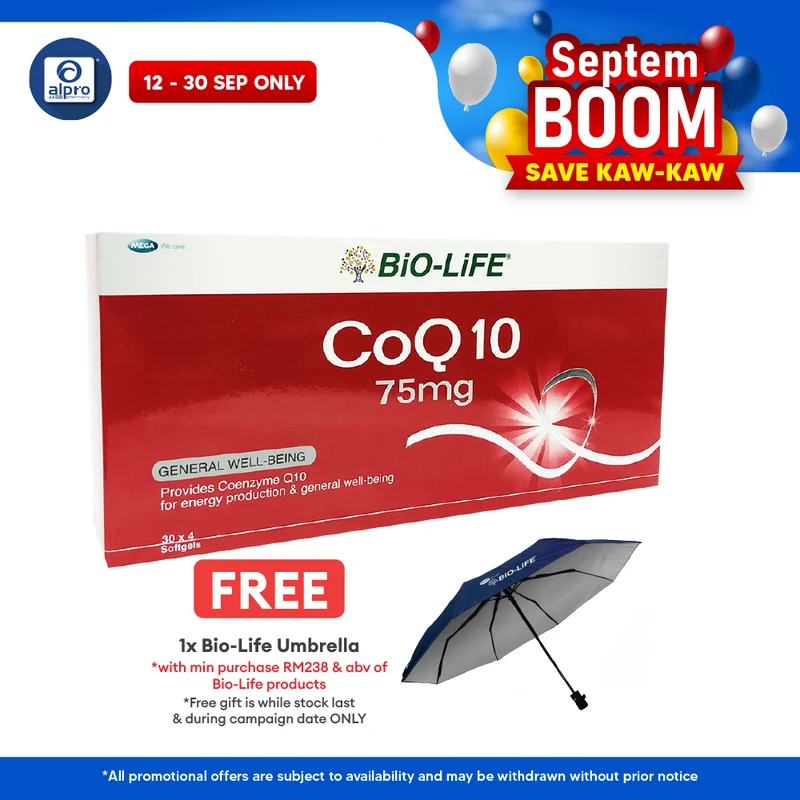 Bio-life CoQ 10 75mg 4x30s | Energy Production & High Antioxidant