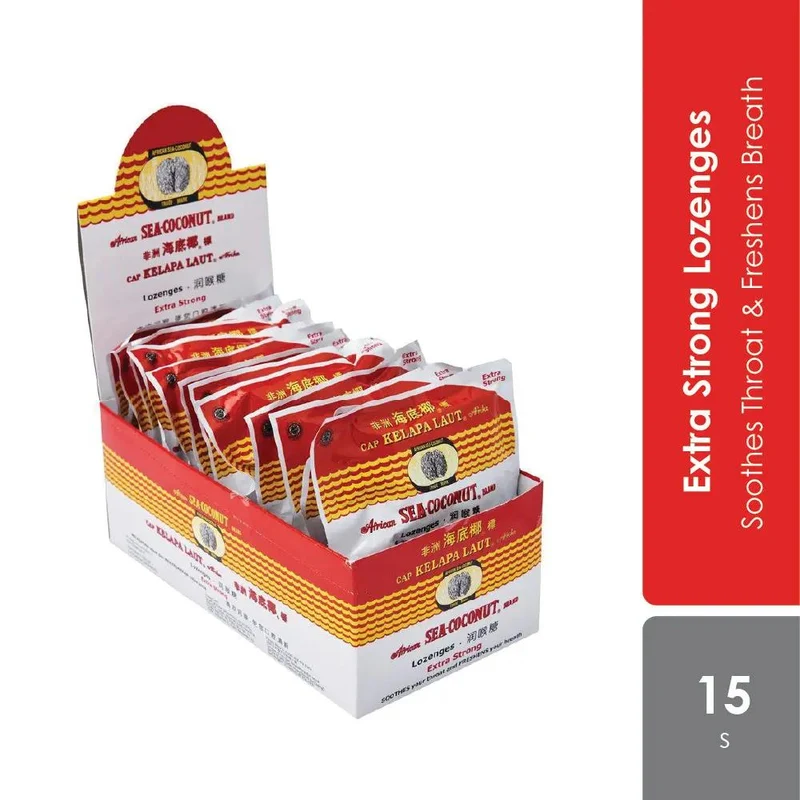 African Sea Coconut Extra Strong Lozenges 15g x 15s | Soothes Throat & Freshens Breath
