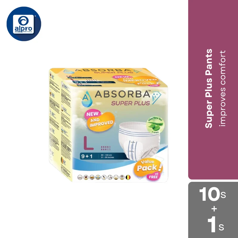 ABSORBA SUPER PLUS PANTS (L) 9+1S | Soft and Breathable