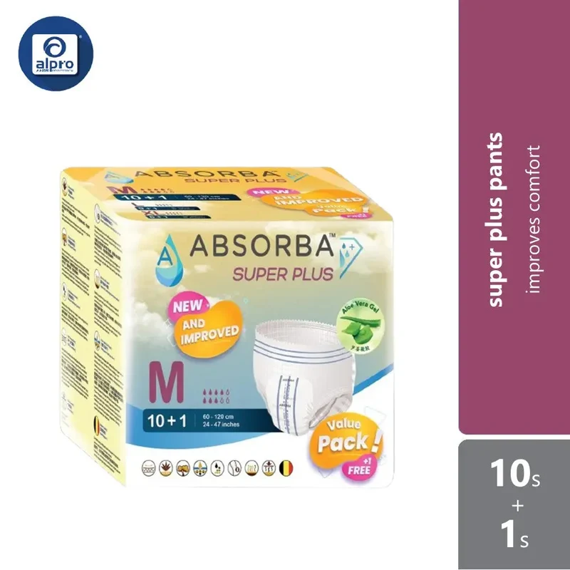 Absorba Super Plus Pants (M) 10+1s | Soft and Breathable