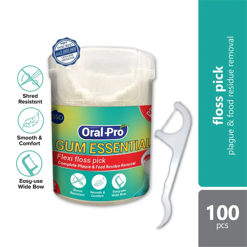 GSO Oral Pro Gum Essential Flexi Floss Picks 100s | Tooth Gum Floss