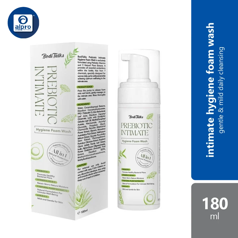 Boditalks Prebiotic Intimate Hygiene Foam Wash 180ml | All In One Natural Intimate Protection
