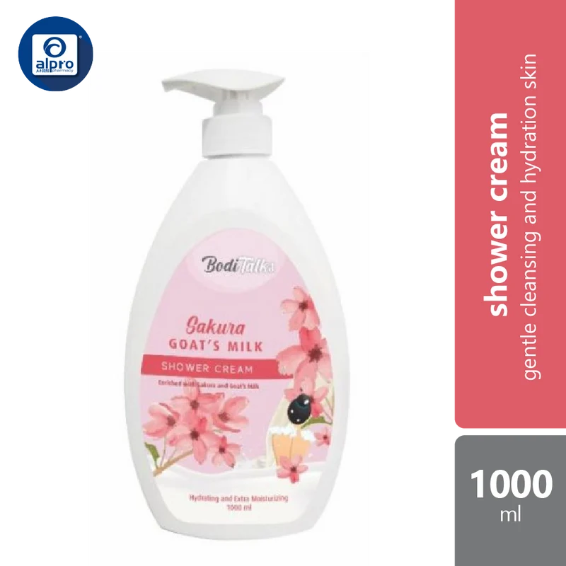 Boditalks Goat's Milk Shower Cream - Sakura 1000ml | To Soothes, Hydrates And Moisturizes The Skin.