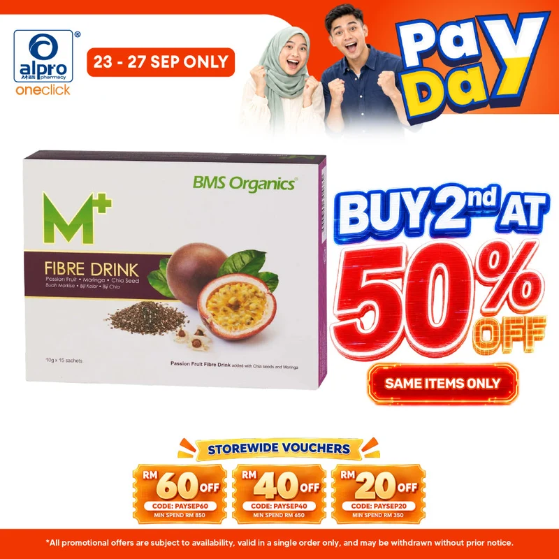 BMS Organics M+ Fibre Drink 10g×15s | Combination Of Taste & Nutrition