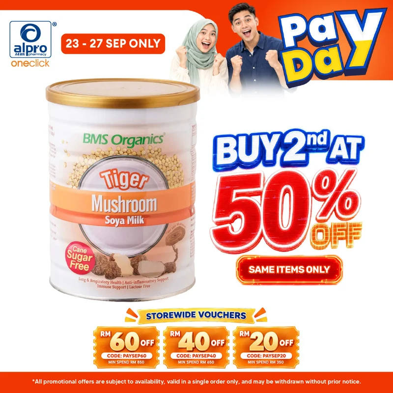 BMS Organics Tigermilk Mushroom Soymilk (Cane Sugar Free) 750g | High-Quality Daily Protein
