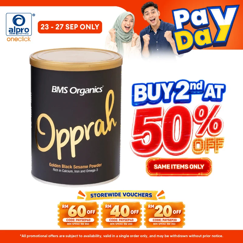 BMS Organics Opprah Black Sesame Powder 300g | Easy Absorb Essential Nutrients