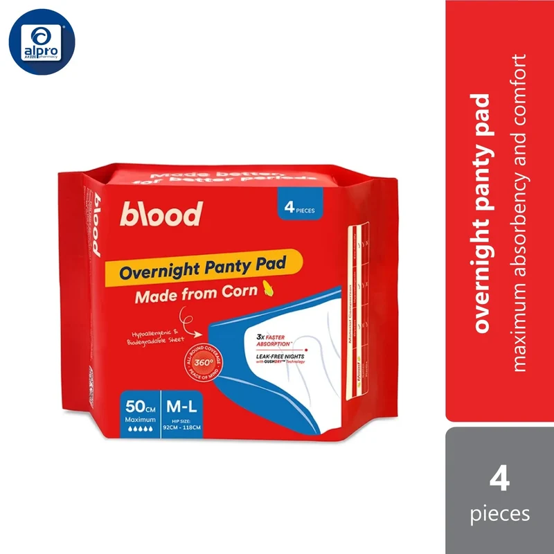 Blood 50cm Corn Panty Pad Size M/L 4s | Maximum Absorbency and Comfort