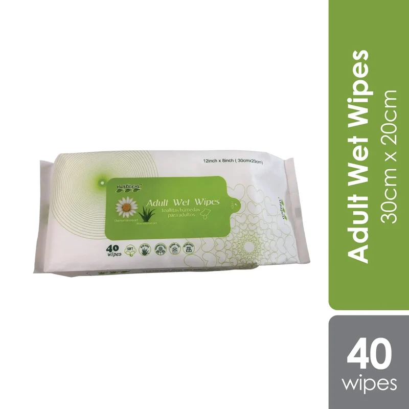Absorba Nateen Adult Wet Wipes With Chamomile & Aloe Vera 40s | Suitable for Sensitive Skin