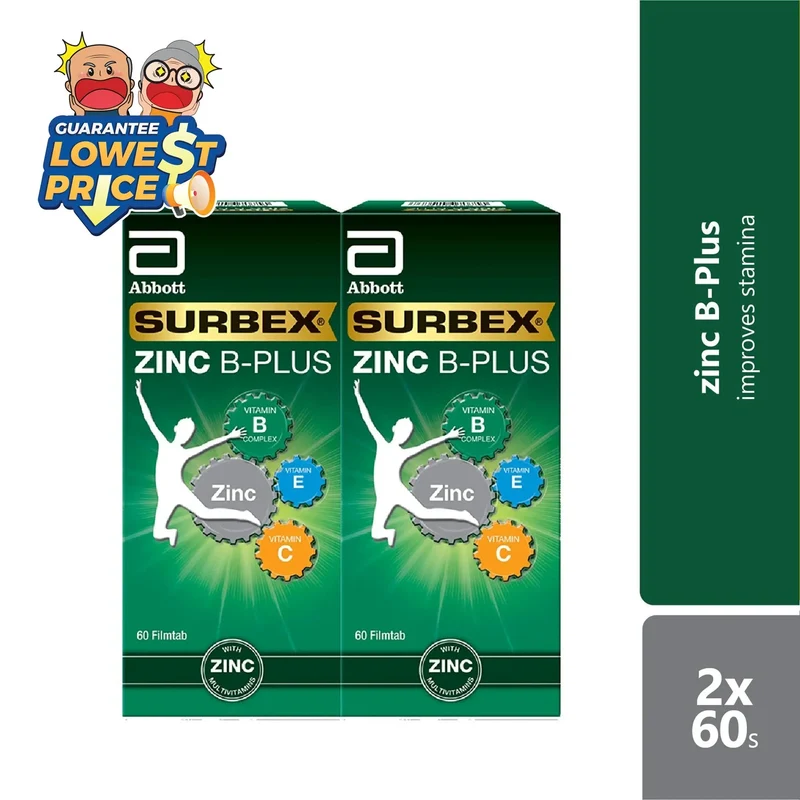 Abbott Surbex Zinc B-plus 2x60s | Increasing Energy Levels and Stamina