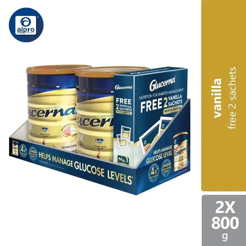 Abbott Glucerna Gold Vanilla 800gx2 FOC 2 Sachets | Complete Nutrition